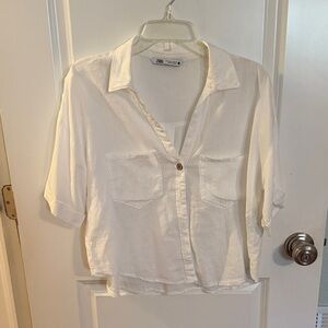 Zara White Button Down Shirt